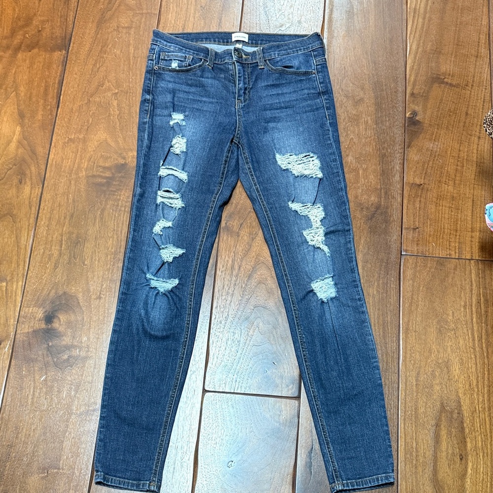 Distressed Dark Blue Women's Skinny Jeans